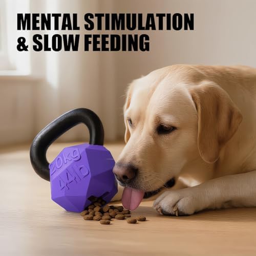 MECOOL Indestructible Dog Toy for Aggressive Chewers - Heavy Duty Chew Ring with Durable Nylon and Treat Dispenser Rubber Base, Interactive Food Puzzle Dog Chew Toy,Large Purple