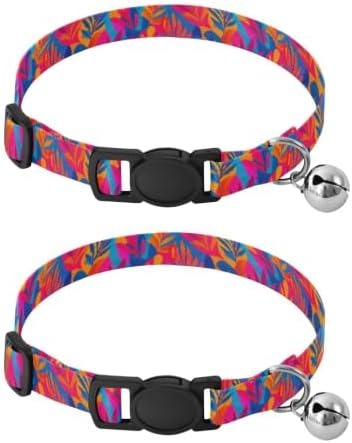 Colorful Palm Trees Puppy Collar 2 Pack Soft Polyester Pet Collar Adjustable Length 10.6" to 17.1"