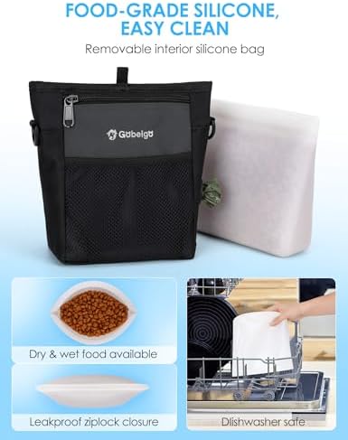 Gobeigo 4 Cup Dog Treat Pouch with Silicone Insert Bag& Clicker(Gray)
