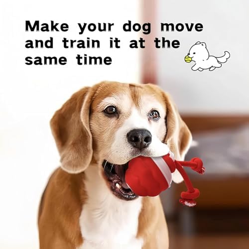 Interactive Dog Toys Ball - Fun Moving Dog Toys to Keep Them Busy | Smart Jumping Ball for Dogs with Three Modes, Rechargeable Automatic, Knot Design, Bite-Resistant and Teeth-Cleaning (Red)