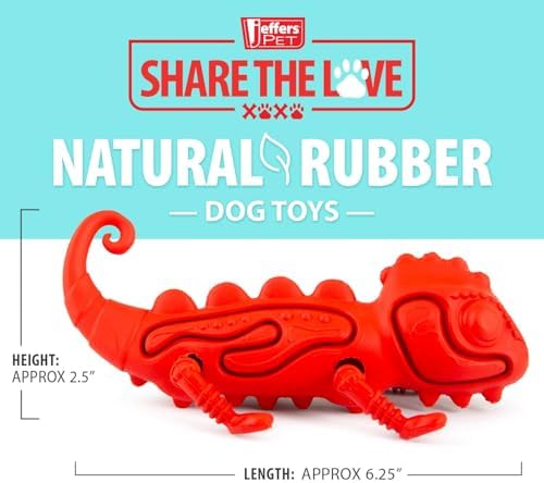 Jeffers Pet Natural Rubber Dog Chew Toy – Red Chameleon, Medium – Vanilla Scent, Durable, Non-Toxic, Dishwasher Safe, Interactive Fetch & Tug Toy - Perfect for Training Medium Chewers