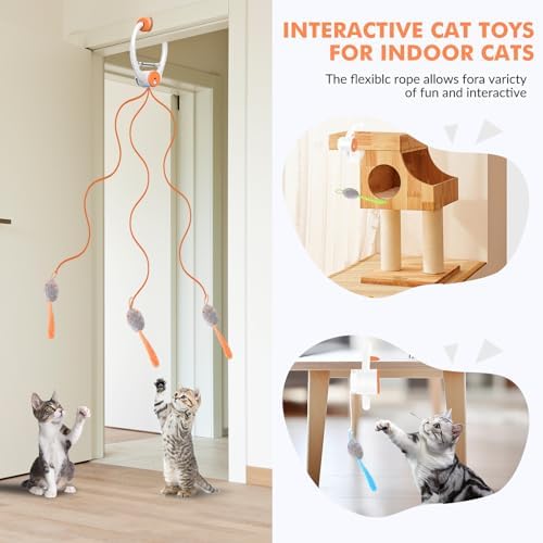 Wortade Automatic Hanging Cat Toy, Interactive Electric cat Teaser, Orange