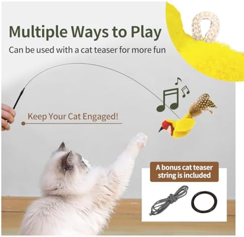 Interactive Chirping Cat Toys with Catnip and Feather,3.5'',2Pcs