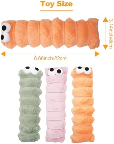 PET SHOW 3 Pack Cat Toys Pillows for Indoor Cats Kittens Soft Kicker Toy with Catnip Inside Crinkle Sounds Pet Interactive Caterpillar Plush Kitty Sticks for Play & Exercise