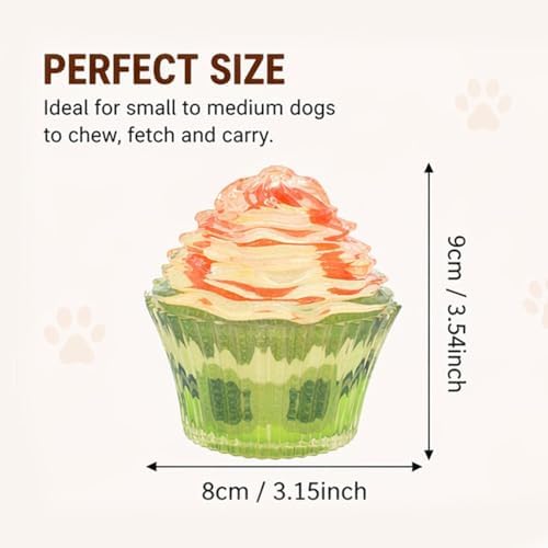Molaxpet Squeaky Dog Toy Cupcake Rubber Interactive Chew Toy for Pet Dogs