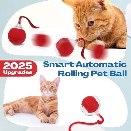 VioraWhite 2 Pcs Interactive 360° Rolling Cat Dog Toy Ball, Electric Cats Ball Toy Smart Automatic Self Rolling Dogs Balls Smart Electric Toys for Dog Cat