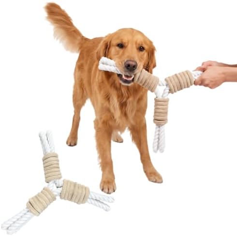 3 Way Dog Toys, Dog Tug Toy for Multiple Dogs and Aggressive Chewers