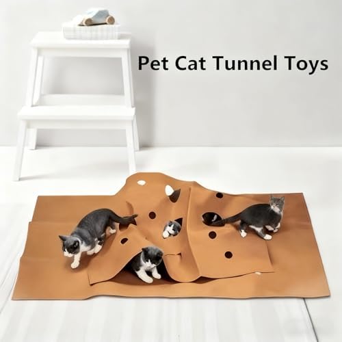 Interactive Cat Tunnel Mat for Indoor Cat Cave Fun Activity Mat Foldable Kitten Play Mats and Play Pet Enrichment Toy for Small Pets