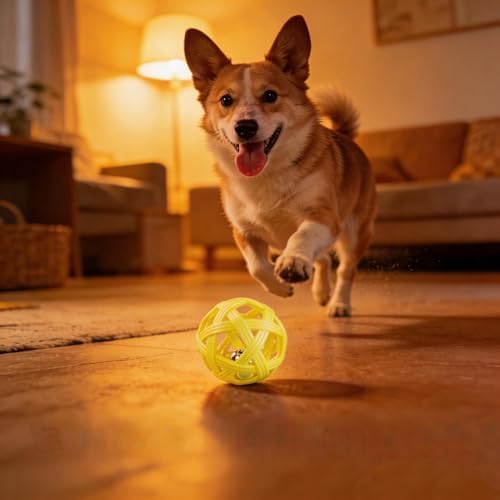 Dog Ball Toy with Bell for Small Dogs& Puppy, Small Dog Ball for Boredom Relief & Teething, TPR Chew Resistant Interactive Fetch Toy.