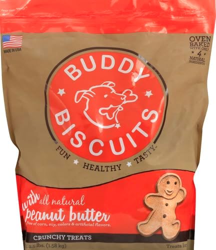 Buddy Biscuits Crunchy Dog Treats, Peanut Butter, 3.5 lbs. Bag (Pack of 2)