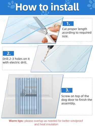 MEWTOGO 15.7 in x 4.9 ft Dog Door Replacement Flaps - Safe Plastic Vinyl Strip for DIY Doghouse Entry Door or Cat Door, Transparent Dog House Door Flap, Easy to Cut & Install | Easy to Install & Cut Transparent Vinyl Strip for Doggie/Doggy/Cat Entry Door
