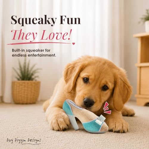 Dog Diggin Designs Sniffany & Co Squeaky Plush Dog Shoe Toy | Luxury-Inspired Parody Designer Heel with Built-in Squeaker, Soft Plush Fashion Dog Toy – High Heel Essentials
