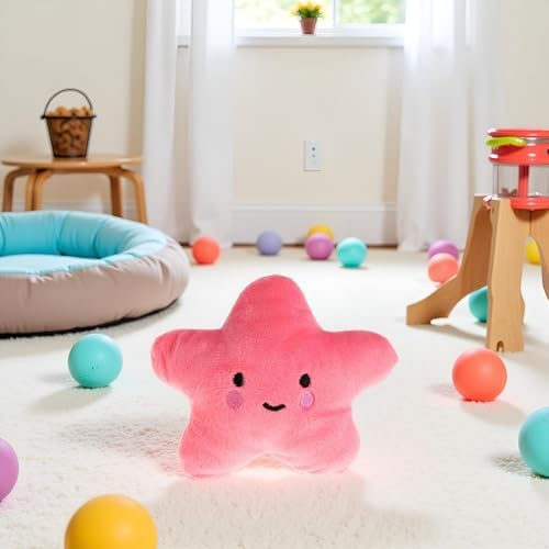 Star Plush Pet Dog Toys Cute Squeaky Toy for Interactive Toy Dog Chew Toy for Pet Dog Puppy Training Playing, Squeak (Pink)