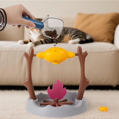 Grilled Fish Cat Toy, Cat Treat Dispenser, Food Puzzle Cat Toy Slow Feeding Enrichment Toy for Indoor Cats Play and Training