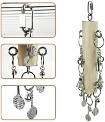 AOTU Stainless Steel Bird Toys for Cockatiels Natural Hardwood Parrot Toys for Large Birds Chew Toy for Macaw, Cockatoo African Greys Medium to Large Parrots Safe and Durable (Sports)