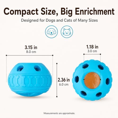 Frozen Treat Dog Toy Set with Freezer Tray, Interactive Rubber Chew Toy, Treat Ball Holder for Licking & Chewing, Dog Enrichment Toy to Keep Dogs Busy (Blue)