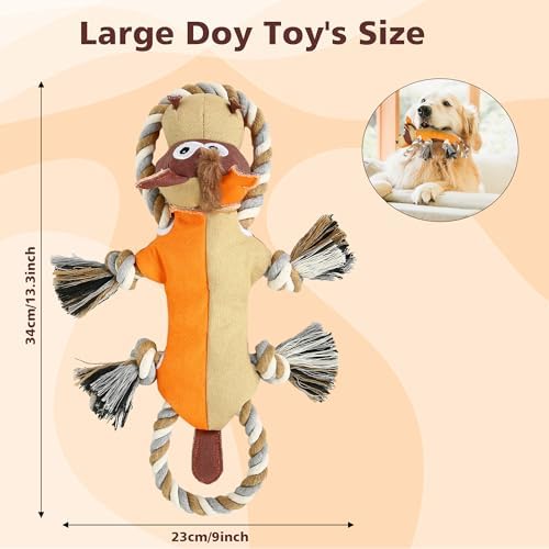 IOKHEIRA Dog Toys for Aggressive Chewers,Tough Indestructible Dog Toys,Squeaky Toys for Large Dogs, Chew Toys for Puppy Middle Big Pets-Donkey, Orange