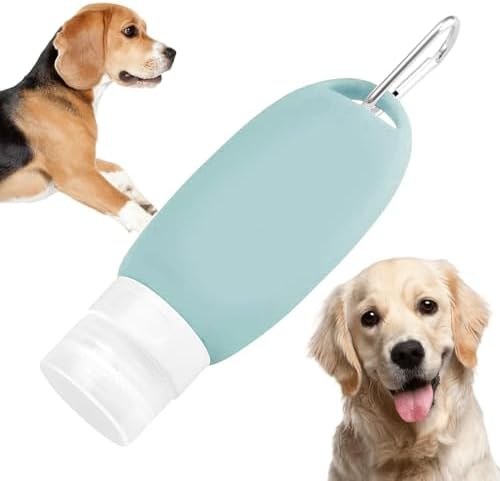 Refillable Silicone Travel Bottle for Dog 3oz (90ml) | Small Refillable Squeeze Bottles with Carabiner | Food-Safe Material