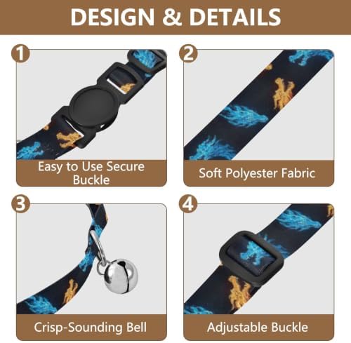 2 Pack Kitten Collars Dragon Heads Cat Collar with Bell, Adjustable 10.6 to 17.1 Inches