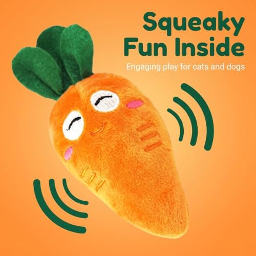 4Pcs Carrot Dog Toys with Multi-Squeakers - Soft Plush Chew Toys for Puppies and Cats, Interactive Bite-Resistant Pet Supplies, Cute Carrot-Shaped Cat/Dog Toy