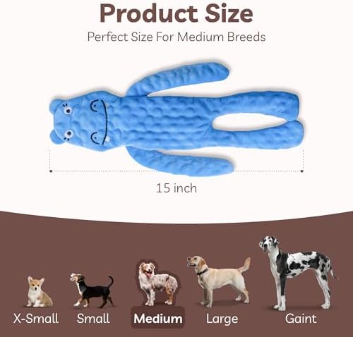 SHARLOVY No Stuffing Dog Toys Squeaky for Large Dogs, Crinkle Puppy Teething Toys to Keep Them Busy, Plush Interactive Doggie Long Lasting Chews for Aggressive Chewers