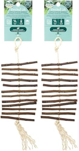 Oxbow Enriched Life Apple Stick Dangly, Rabbit Toys, Guinea Pig Toys, Enrichment for Bunny, Guinea Pig, Hamster, Rabbit, Chinchilla, Rat, Chinchilla Cage Accessories, Small Pet Accessories for Cage