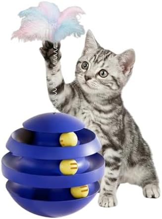 Cat Toys for Indoor Cats, Interactive Cat Ball Track with Feather