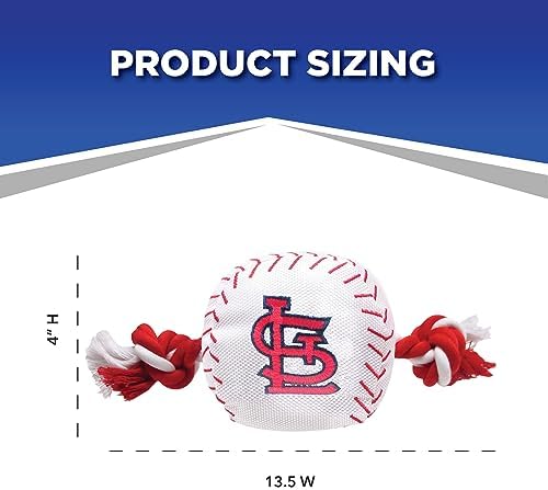 MLB SAINT LOUIS CARDINALS Baseball Rope Toy for DOGS & CATS. Tough nylon, Sporty Baseball Design, Heavy-duty ropes with Inner SQUEAKER