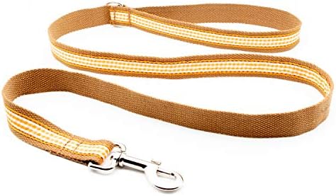 Durable Customizable Dog Collar Laser Etched Name Material (Brown Plaid)