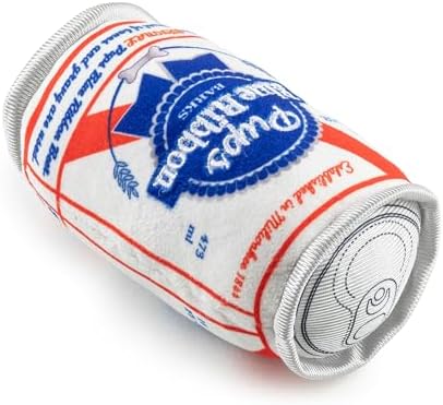 Haute Diggity Dog Pups Blue Ribbon Beer Can Plush Dog Toy, Drink Parody Toy