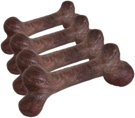 Pet Qwerks Dinosaur BarkBone - Nylon Dog Bone for Aggressive Chewers - Steak Flavor - 6.5", Small (Pack of 4)