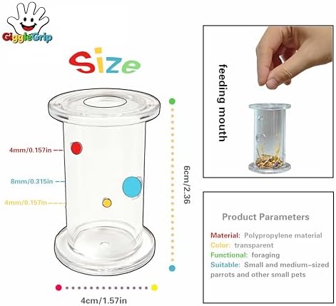Bird Foraging Toys, Interactive Parrot Puzzle Feeder for Mental Enrichment, Clear Acrylic Treat Dispenser Wheel for Small to Medium Birds, Cockatiel, Conure, Parakeet, Budgie (1 Pack)