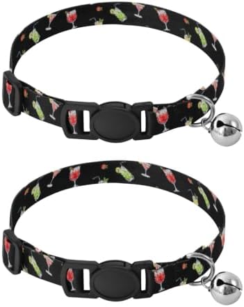 Colorful Cocktails Drinks Adjustable Buckle Cat Collars 2 Pack Pet Collars for Cats