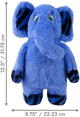 KONG Jungle Jamz Plush Dog Toys – Squeaky, Crinkly, and Rattling Durable Toys for Dogs – Safari Animal Collection (Elephant)