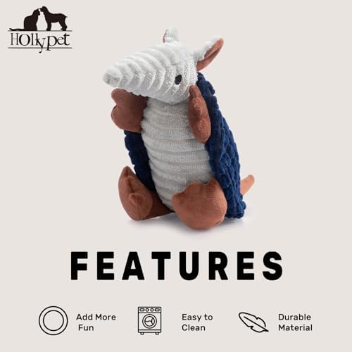 Hollypet Armadillo Squeaky Puppy Dog Toys for Small Medium Dogs, 8"