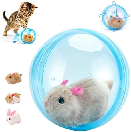 2026 New Self-Rolling Interactive Cat Ball Realistic Animal Automatic Moving Rolling Cat Ball 360° Rolling Spin Moving Cat Ball Fun Indoor Interactive Pet Ball for Cats Dogs Chasing (Blue, Mouse-A)