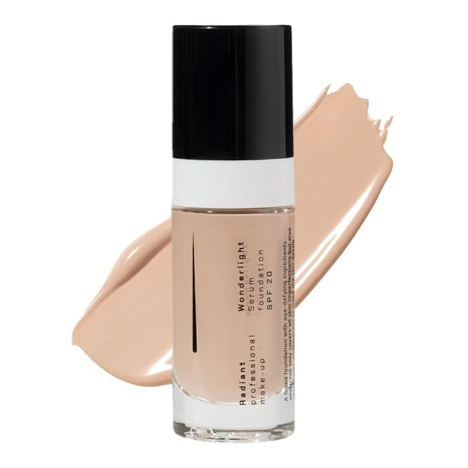 Radiant Professional Wonderlight Serum Lightweight Liquid Foundation Makeup SPF 20 -Alternative to Bronzer Powder-Color Corrector, Under Eye Concealer & Matte Eyeshadow Base-1.01oz-Porcelain Beige(01)
