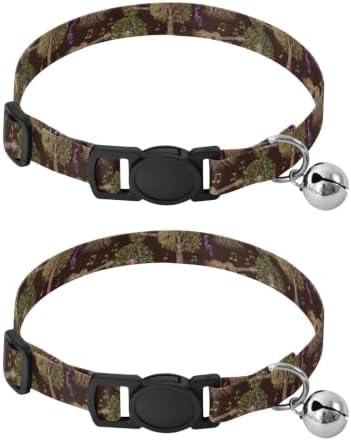 Music Tree Guitar Brown Pet Collar 2 Pack Cat Neck Collar Adjustable Length 10.6" to 17.1"