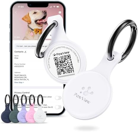 Dog ID Tag with QR Code & NFC, Silent Silicone Dog Name Tags Personalized for Pets- Scan QR for Instant Location Alert, Emergency Contact and Modifiable Pet Profile (White)
