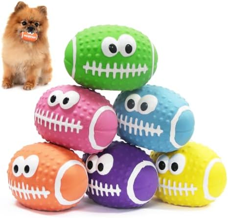 Squeaky Dog Balls for Dogs, Natural Latex Fetch Play Dog Footballs, Interactive Pet Dog Balls for Teething Puppies Small Medium Dogs 6 Pack
