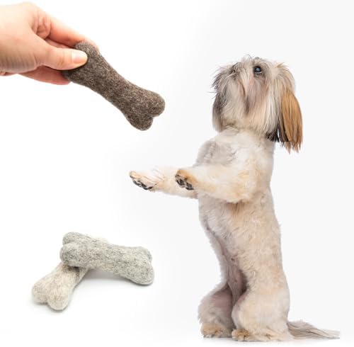Glaciart One Felted Wool Dog Chew Bone Mini (3 Pcs)| Durable Dog Chew Toy, for Teething & Teeth Cleaning | Fetch Games & for Anxiety/Boredom | Great for Small Puppy