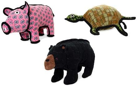 TUFFY® 3 Pack Pig Bear Turtle Ultra Durable Plush Dog Toys