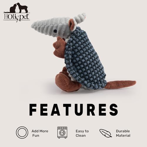 Hollypet Armadillo Squeaky Puppy Dog Toys for Small Medium Dogs, 8"
