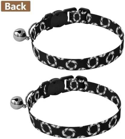 Tribal Circle Black Bell Collar for Small Dogs 2 Pack Pet Collar Adjustable 10.6 to 17.1 Inches