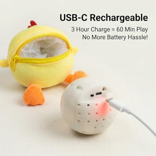 Interactive Talking Dog Toy with Voice Recording & Singing, Cute Chicken Plush Moving Bouncing Pet Toy, USB-C Rechargeable Soft Dog Toy for Dogs & Cats