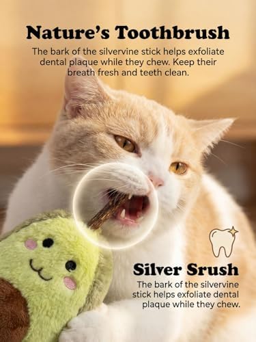Cat Plush Toy [6000mg A+ Natural Catnip & Silvervine] with Teething Stick