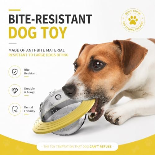 UFO Shape Dog Slow Feeder Toy, Interactive Treat Dispensing Puzzle Bowl for Dogs (Blue)