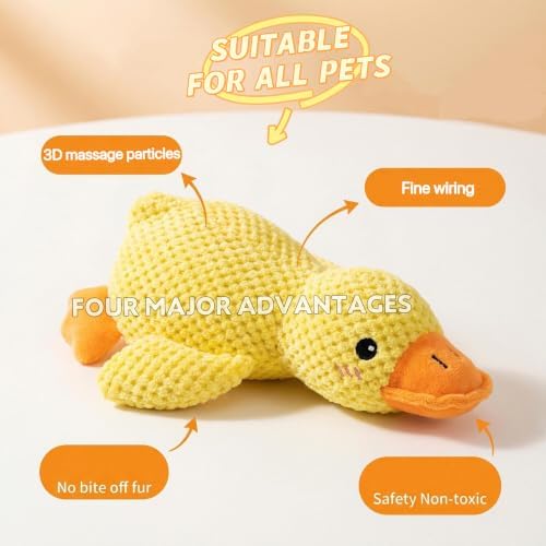 TRAVEYO Calming Duck Dog Toy for Large Dogs, 18 Inch Large Size, 2026 New Plush Dog Toy, Premium Soft Stuffing with Quacking Sound（L）
