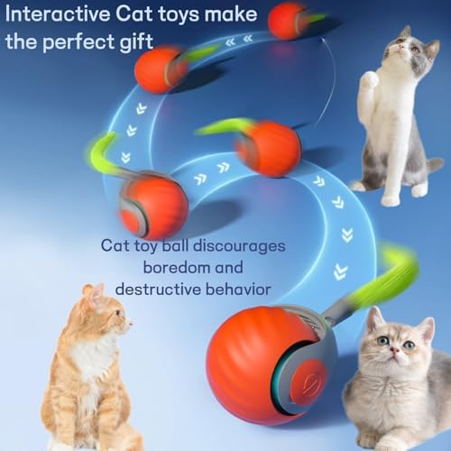2026 Upgraded Self-Moving Cat Toy Ball with Tail (2-Pack) for Indoor Cats