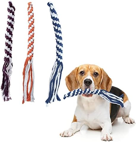 ASOCEA 3 Pack Dog Rope Toy, Flirt Pole Lure for Puppy Small Medium Dog
